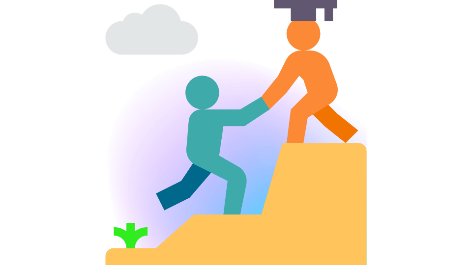 Illustration of a person helping another to become successful.